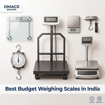 Bathroom, kitchen, luggage, hanging, industrial, and table-top scales displayed together for a budget weighing scale guide - Omace