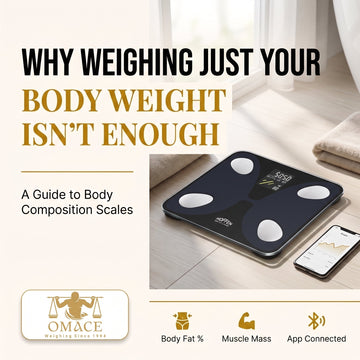 Featured image for body composition scale buyer's guide showing smart scale with app sync - Omace