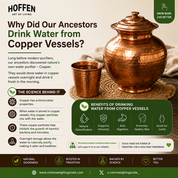 Copper vessel water Tamra Jal health benefits infographic - Hoffen