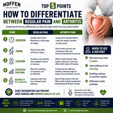 Regular pain vs arthritis pain comparison infographic - Hoffen
