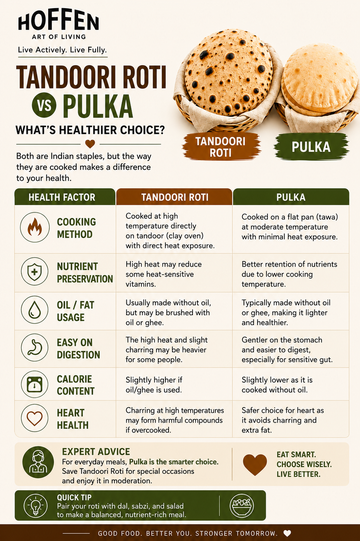 Tandoori roti vs pulka health comparison image - Hoffen