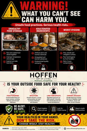 Warning unsafe food practices health risks infographic - Hoffen