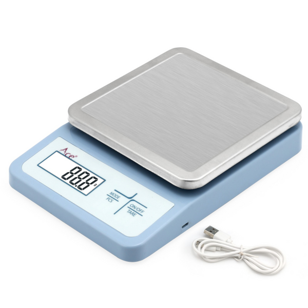 Ace Electronic Rechargeable Digital Precision Scale for Retail, Packaging, Industrial QC & Laboratory Use – 6000g x 0.2g Weighing Machine with LCD Display