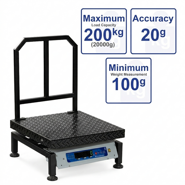 Ace Digital Platform Weighing Scale 500x500mm Stainless Steel | 200kg Capacity, 20g Accuracy | Made in India, ISO Certified Digital Weight Machine for Shop, Warehouse, Industrial Use