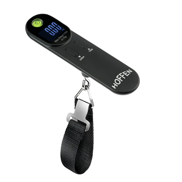 Hoffen Digital 50kg Handheld Luggage Weighing Scale – Portable Travel Baggage Scale with Backlit LCD Display &amp; Nylon Strap