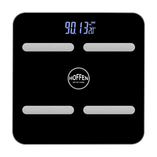 Hoffen Personal Scales for Weight and Fat Mass, High Precision with Large Screen, Connected Scales with APP 18+ Body Data Weight, Max 180kg/ 396lbs, Black