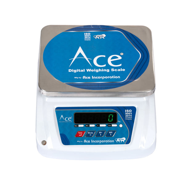 Ace: 30kg x 1g Commercial Weighing Scale with Front & Back Double Display, 240x300mm Square-Shaped Stainless Steel Pan, With Calibration Certificate – Ideal for 5-10-20kg Weighing in Shops