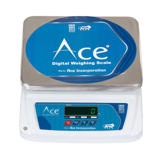 ऐस लार्ज वेट कैपेसिटी 30kg x 1g डिजिटल वेइंग मशीन / वेइंग स्केल किरणा शॉप, किचन और कमर्शियल इस्तेमाल के लिए फ्रंट और बैक डबल डिस्प्ले के साथ (10×12 इंच, सिल्वर)