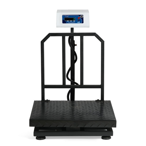 Ace Weight Capacity 300kg x 50g Accuracy, Chargeable Digital Weighing Machine/Electronic Weighing Scale with Front Back Double Green Display, Heavy-Duty Mild steel Chequered Pan size 24×24″…
