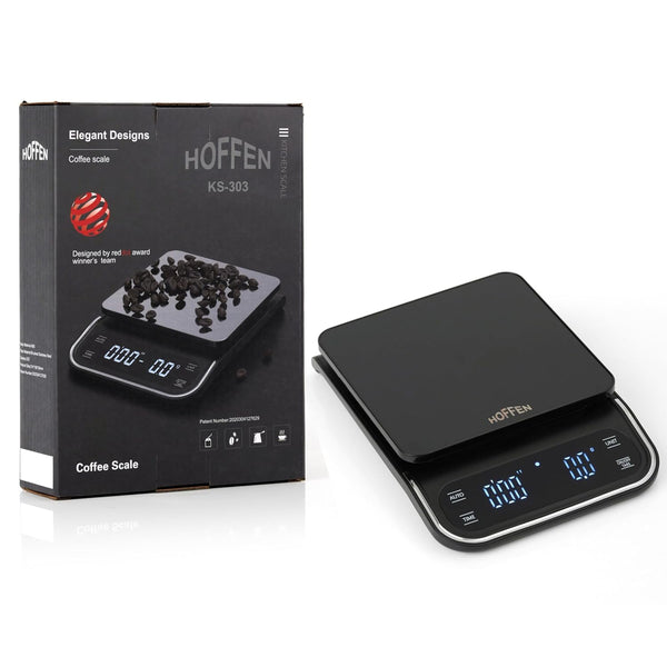 Hoffen KS-303 Coffee Scale 3kg 0.1g Digital Coffee Weighing Scale with Timer Touch Sensor LED Stainless Steel Platform