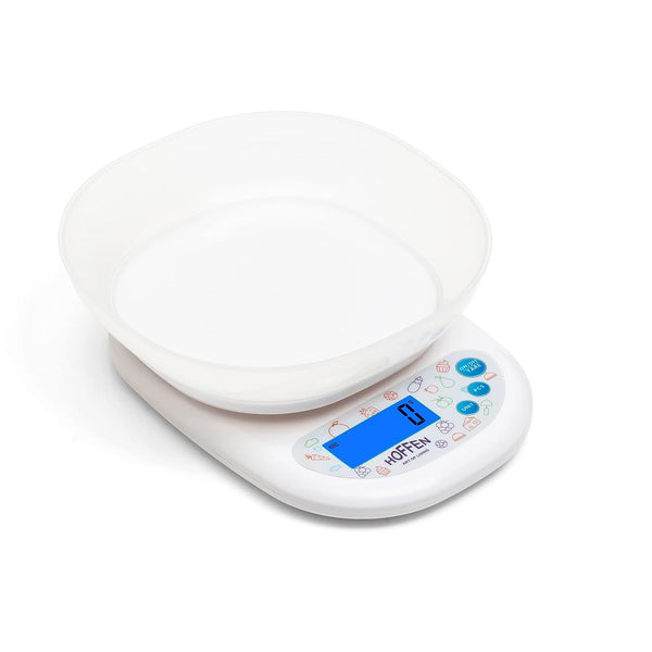 Hoffen Kitchen Scale 10kg 1g Digital Weighing Scale with Bowl, Piece Counting, LCD Backlit, Tare Function