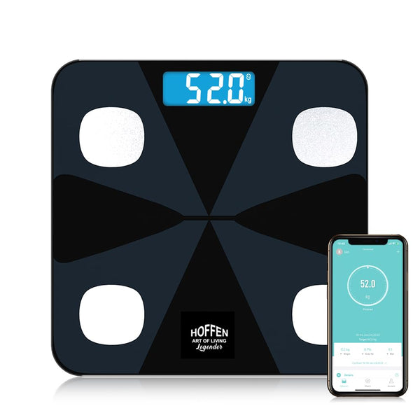 Hoffen HO19 Bluetooth BMI,BMR Weight Machine for Body Weight With 13 Essential Body Parameters | Body Composition Weight machine for Maximum 180 Kilograms | Free Bluetooth Mobile APP | Easy App Sync - 2 Years Warranty ( Legender series )