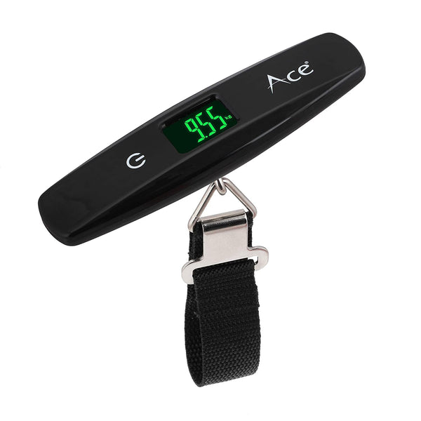 ACE 50kg Digital Luggage Hanging Scale – Portable Travel Baggage Weight Machine with LCD Display &amp; Nylon Belt