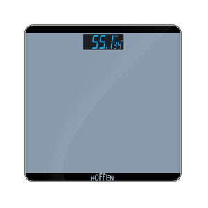Hoffen Electronic Digital Weight Machine (HO-18) – Grey, Orange & Red Bathroom Scale with Tempered Glass Top, LCD Display, 180kg/396lbs