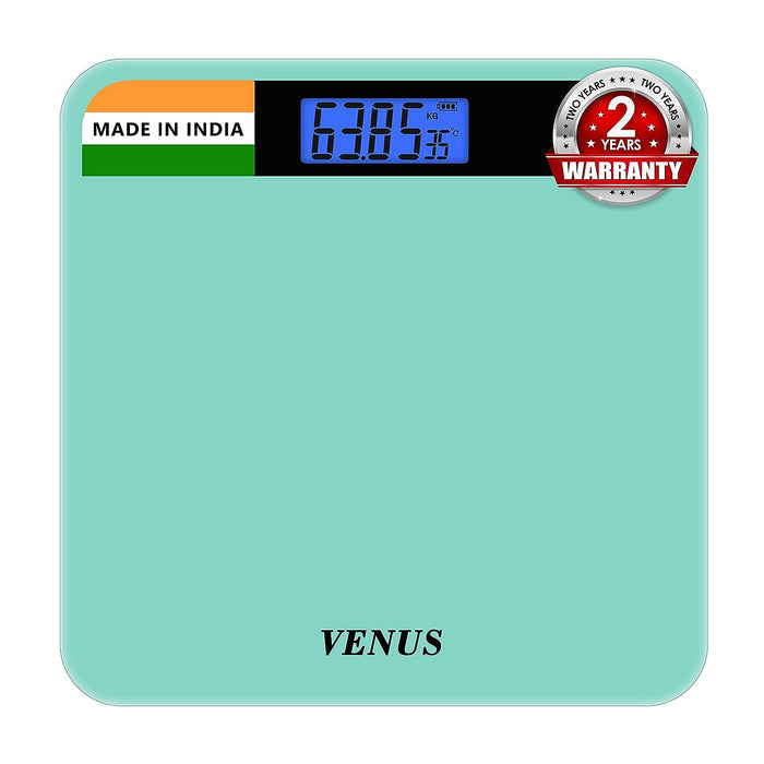 Venus (India) Electronic Digital Personal Bathroom Weighing Scale – Solid Minimalist Colors, Blue, Green, Black, Purple & Grey, 180kg (EPS-2799)