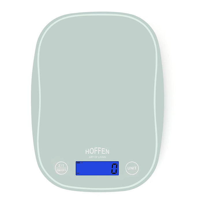 Hoffen Hygenic Kitchen 5kg 1g Digital Weighing Scale with Glass Platform, LCD Backlit, Multi-Unit conversion and Tare Function for Food Weighing
