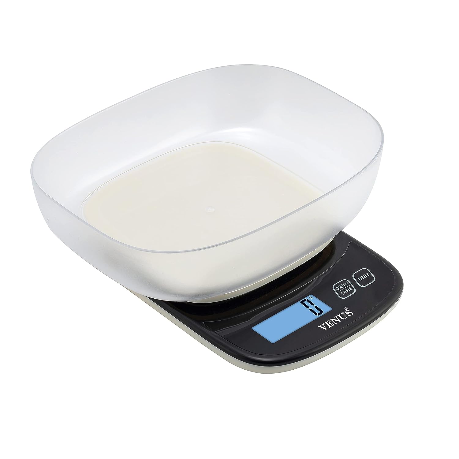 Venus Digital Kitchen Weighing Scale & Food Weight Machine for Health, Fitness, Home Baking & Cooking Scale, 2 Year Warranty & Battery Included (Weighing Scale With Bowl) Capacity 10 Kg, 1Gm, Black