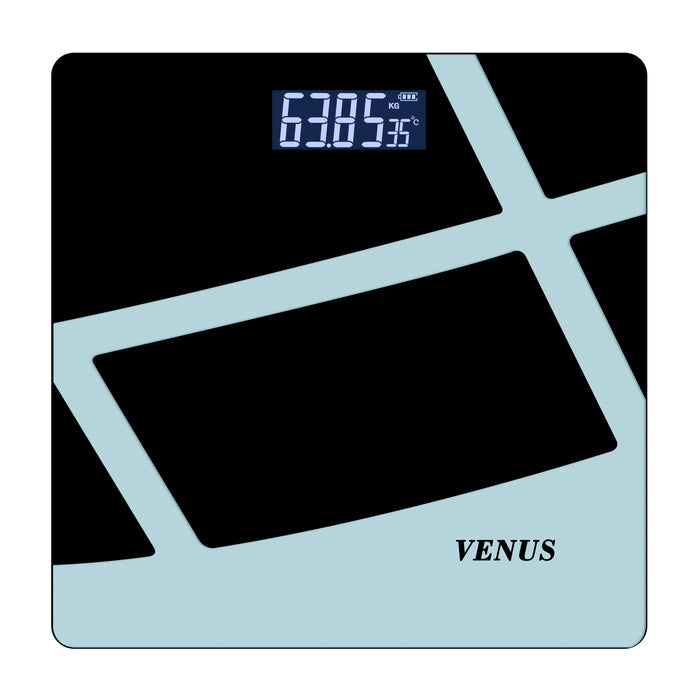 Venus Digital Body Weight Machine by Trusted Indian Manufacturer Since 1994 – High Precision 100g Bathroom Weighing Scale with LCD Display, Step-On Technology, 180kg / 396lb, Spray Silver Black color
