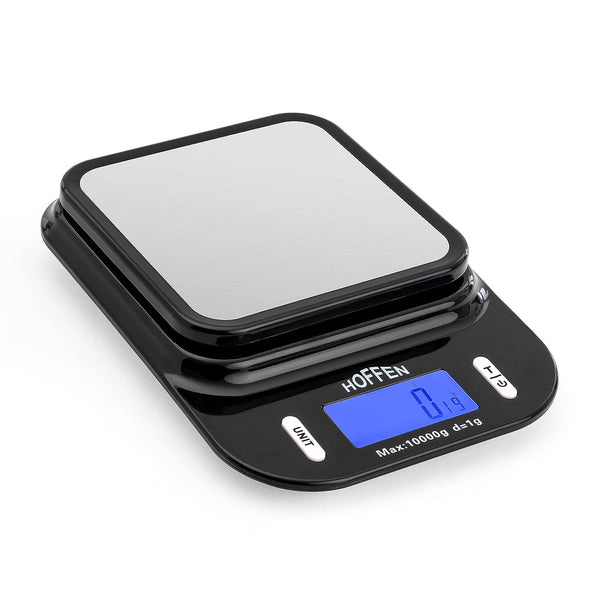 Hoffen Digital Kitchen Weighing Scale 10kg 1g Accuracy, Food Weight Machine with Stainless Steel Platform, Backlit LCD, Tare Function, Baking, Cooking, Fitness & Grocery Use, Battery Included, 2 Year Warranty