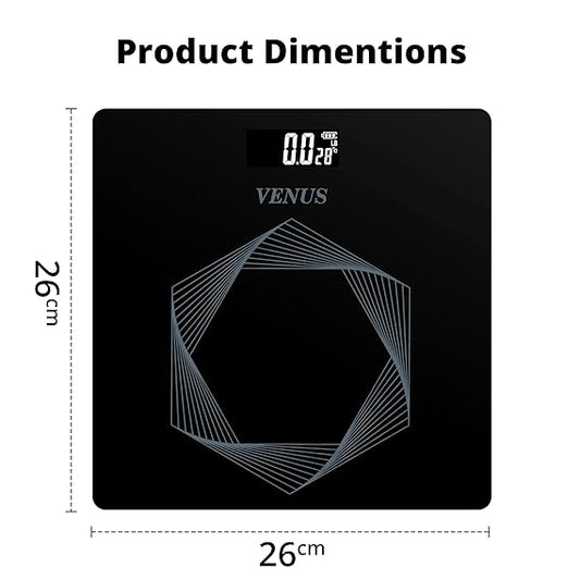 Venus Electronic Digital Weight Machine for Body Weight – Personal Bathroom Weighing Scale with LCD Display, High Precision, 180kg Capacity, 24 Months Warranty, Grey Color