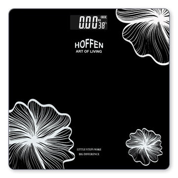 Hoffen India Sleek & Compact Weight Machine for Body Weight Digital Weighing Scale, Battery Included, 2 Years Warranty (Black)