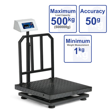 Ace Electronic Platform Weighing Scale 600x600mm Mild Steel | 500kg Capacity, 50g Accuracy | Made in India, ISO Certified Digital Weight Machine for Shop, Warehouse, Industrial Use