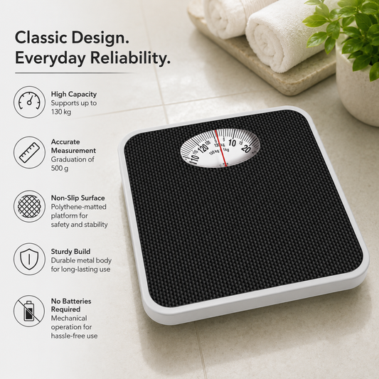 Venus Mechanical Weighing Scale, Accurate and Reliable Weight Measurement upto 130 kg Maximum weight capacity Bloue Color Black