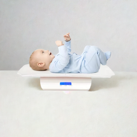 A baby weighing scale showing infants weight live.