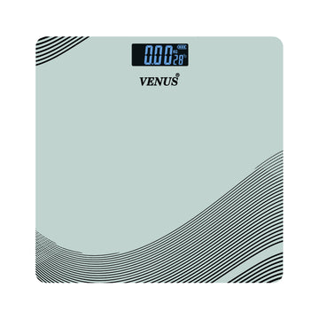 Digital bathroom scale with 'Venus' branding on a light blue background