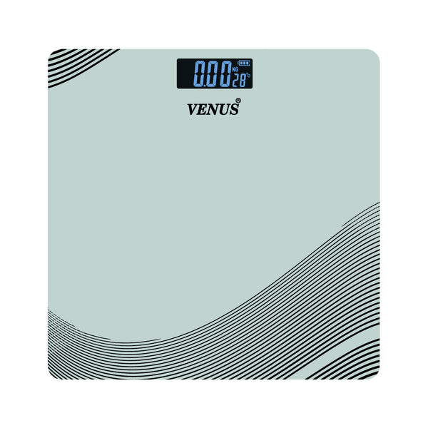 Digital bathroom scale with 'Venus' branding on a light blue background