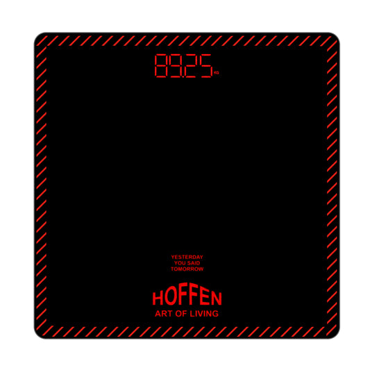 Hoffen (Made in India) Digital Electronic LCD Personal Weight Machine for Body Weight Fitness Weighing Scale with Two Years on Call Warranty (Red)