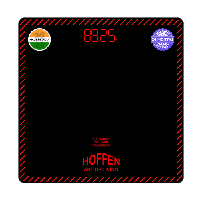 Hoffen (Made in India) Digital Electronic LCD Personal Weight Machine for Body Weight Fitness Weighing Scale with Two Years on Call Warranty (Red)
