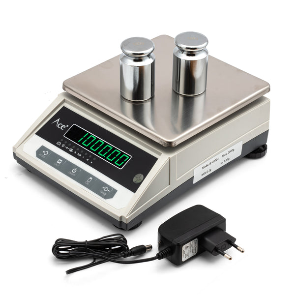 Ace Professional 1000g x 0.01g Analytical Weighing Scale – Dual Green LED Jewellery, Laboratory & QC Weight Machine with AC/DC Power Support