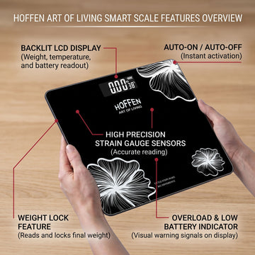 Hoffen digital scale features - backlit LCD, auto on/off, strain gauge sensor, weight lock.