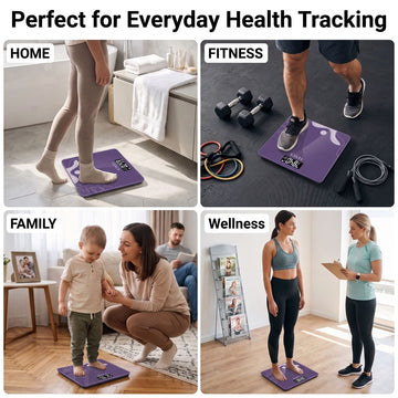 Venus 189A lavender digital scale used for home, fitness, family and wellness weight tracking