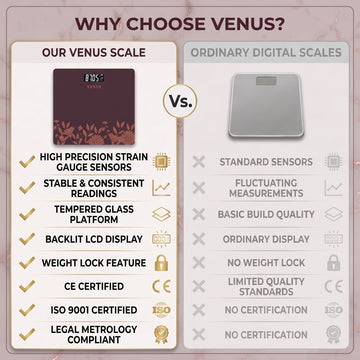 Comparison of Venus 189B digital scale vs ordinary scales - sensors, certification, build quality