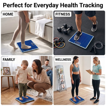 Venus EPS-2599 royal blue patterned digital scale used for home, fitness, family and wellness weight tracking