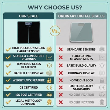 Comparison of Venus EPS-8199 digital scale vs ordinary scales - sensors, certification, build quality