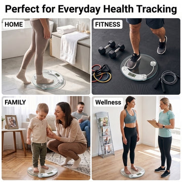 Venus transparent glass digital scale used for home and bedroom weight tracking.
